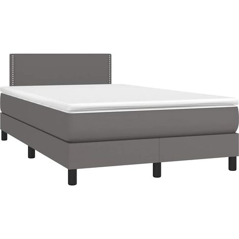 vidaXL Sommier à lattes de lit matelas LED gris 120x190 cm similicuir (1/5)
