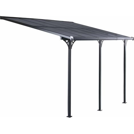 Wandpergola Gardiun Elliot - 18,8 m² 619x305x227/272 cm Aluminium und Polycarbonat