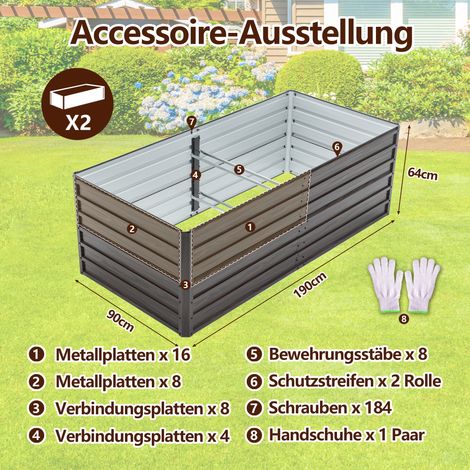 Bac potager surélevé, fond ouvert drainage optimale, pour jardin balcon et terrasse (1/5)