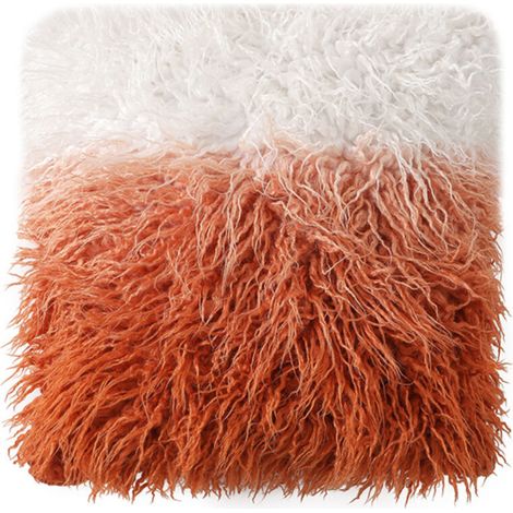 Housse de coussin carrée en laine artificielle douce et moelleuse, pour canapé, salon ou chambre (45 x 45 cm). (1/5)