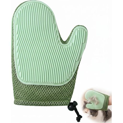 Gant Poil Chat, Gant Brosse Chat pour Animaux de Compagnie, Gant Anti Poils Animaux Vert Menthe pour Toilettage, Massage et Bain, Efficace pour Chats, Chiens et Lapins (1/5)