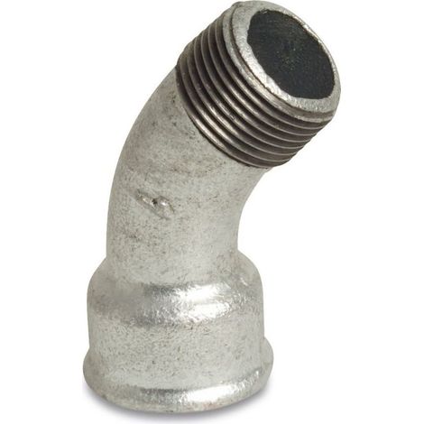 Coude Fileté Fonte Malléable 45°, 1/4 Pouce, Galvanisé