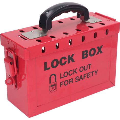 Boîte à cadenas verrouillable, boîte de verrouillage LOTO de qualité supérieure pour groupe, boîte à cadenas de sécurité portable pour groupe, peut contenir 13 cadenas, boîte à cadenas rouge conforme (1/5)