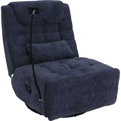 [NEUWERTIG] Relaxsessel HHG-311, TV-Sessel Fernsehsessel, drehbar Kippfunktion Handyhalterung, Stoff Chenille (260g/m²) blau