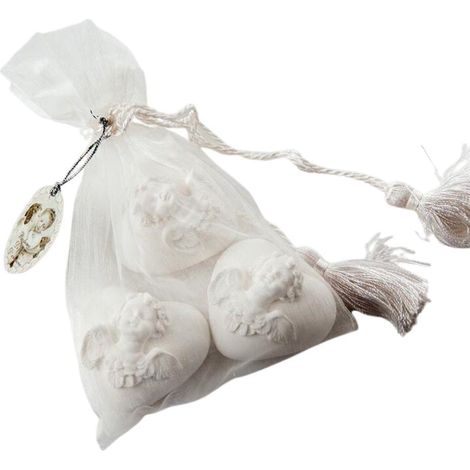 Sacchetto con tre cuori in gesso profumati (kit da 5)