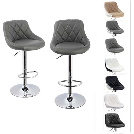 Hofuton Lot de 2 tabourets de bar, hauteur réglable et rotation à 360° (85-105cm), Gris (1/5)