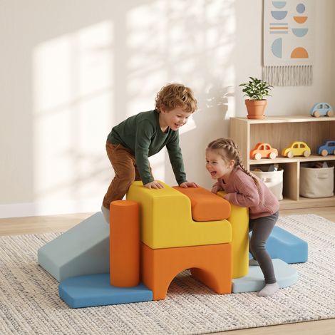 Parcours Motricité Bébé 9 Pièces, Mousse Housse Amovible Velours, Jeux, Multicolore (1/5)