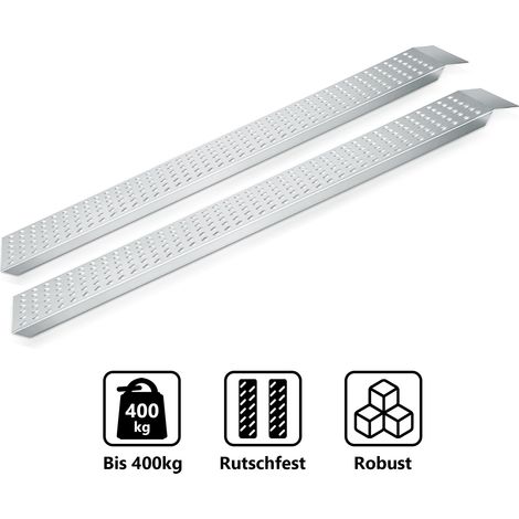 Jiubiaz 2X Auffahrrampe 160 cm aus verzinktem Stahl, bis 400 kg, rutschhemmende Verladeschienen für Motorrad Quad Rasenmäher Anhänger (1/5)