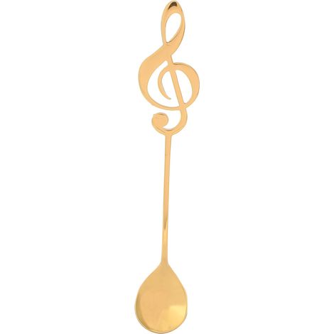Cuillère à dessert en acier inoxydable doré, cuillère à café musicale pour boisson et mélange (1/5)
