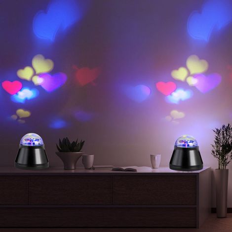 Lampada da tavolo, lampada da camera, lampada decorativa con cuori, lampada per bambini, luce di proiezione, nero, LED 4 W, DxH 10x10,5 cm, set di 2 (1/5)