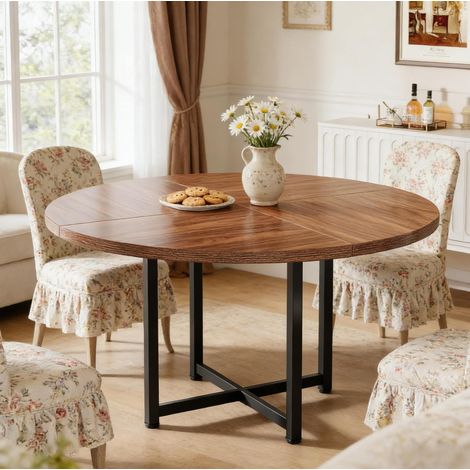Tavolo pranzo rotondo 120 cm metallo e legno OKMYHOME (1/5)