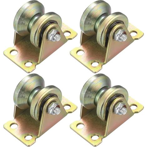 Pieces Lifting Pulley Set, V-Groove Roller, Lifting Wheels, Groove Wheel Cable Pulleys for Ropes Rail Sliding Gate (V-Groove Roller) (V-Pulley)