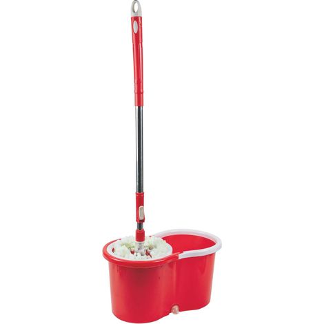 SUPER MOP ROSSO 120CM CESTELLO IN ACCIAIO CON RUOTE (1/5)