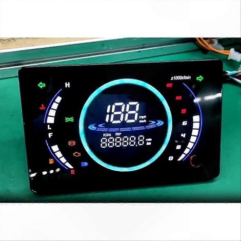 Universal 12V LED digital motorcycle dashboard with speedometer, tachometer, temperature gauge, and gear indicator (199k) (1/4)