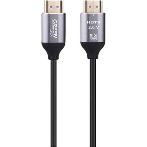 Câble HDMI 2.0 Lyca vert, 3 m, 4K à 60 Hz, tressé résistant - Noir (1/2)