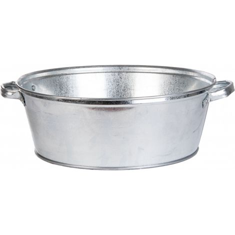 Ac-Deco – Bassine ronde en zinc 42,5 x 36,3 x 13,2 cm – Volume 8,7 L – Pour entretien de plantations en extérieur