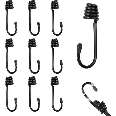 Confezione da 10 ganci a spirale, ganci per corde elastiche, ganci per cinghie di tensione, ganci in metallo rivestito in plastica, ganci a spirale per corde elastiche, ganci distanziatori per esterni (1/5)