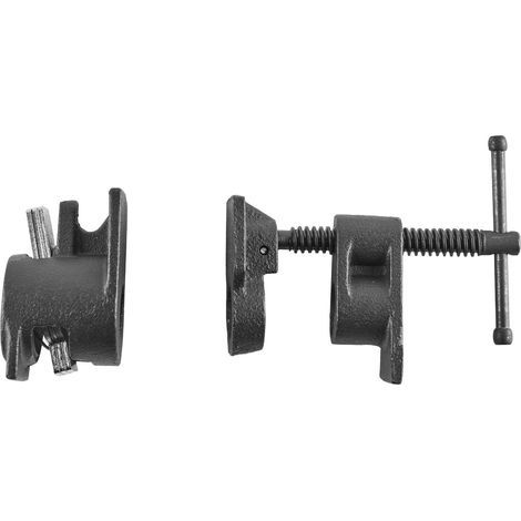 kwb Morsa a vite per tubo, 2 pezzi, per tubi in acciaio, doppio raccordo da 1/2", per incollare/fissare piastre da tavolo, forchette e grandi pezzi di lavori, morsetto per corpo (1/4)