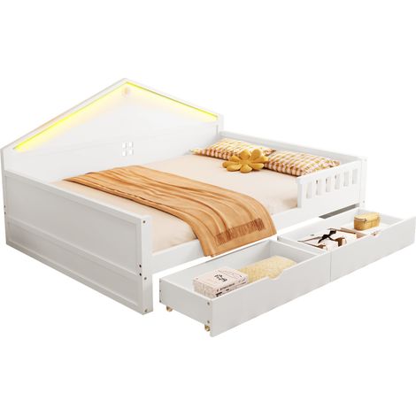Letto a soppalco gaming 90x200 cm salvaspazio con LED RGB, scrivania, armadio, contenitore e scala con ripiani, struttura in metallo e MDF nero - CHICFURN (1/5)