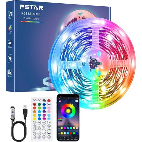 Ruban LED 10M, Flexible RGB Bande LED Decoration Chambre, APP et Télécommande, Synchronisation de la Musique, Mode Minuterie, Led Chambre pour Gaming Room, Plafond, Mariage, Fête, Cuisine, TV [Classe (1/5)