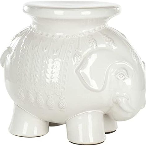 Mindoro Tabouret de Jardin Intérieur/Extérieur Céramique Vitrifiée Blanc Casse 50 x 36 x 42,67 cm (1/5)