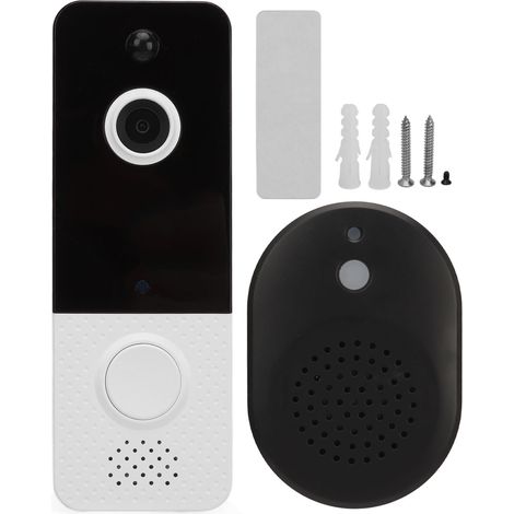 Sonnette vidéo sans fil WiFi HD avec application mobile, surveillance à distance, interphone vocal, antivol, prise US 110 V, T8 blanc-AquaForge