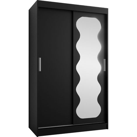 Armario Hartford 578, Negro, 200x120x62cm, Puertas de armario: Correderas, Número de estantes: 0