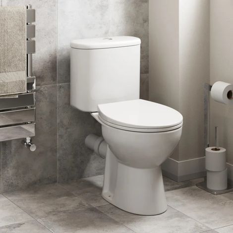 Close Coupled Rimless Toilet Dual Flush Soft Close Seat Modern Oval Bathroom (1/5)