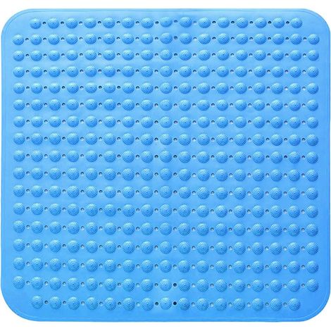 Alfombrilla de ducha antideslizante, 48 x 48 cm, con ventosas, lavable a máquina, cuadrada, azul marino (1/5)