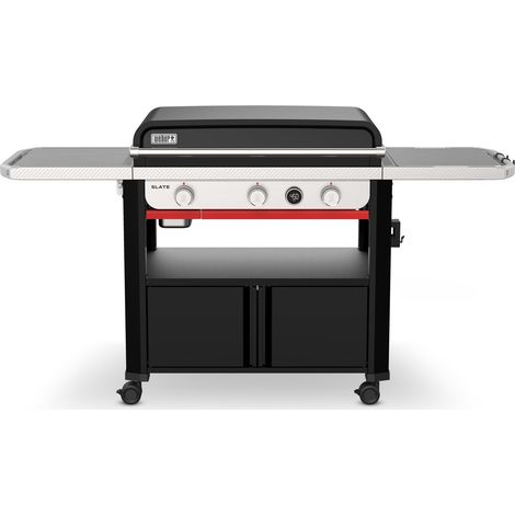 Weber – Plancha à gaz 3 brûleurs Slate GPD 76 cm – Plaque en porcelaine émaillée – Thermomètre numérique – Boîtier fermé noir (1/10)