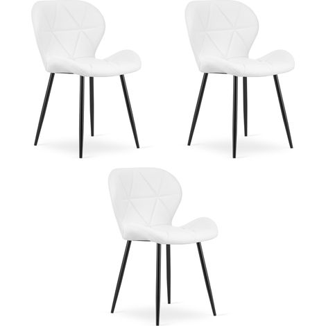 Chaise - leobert - mango - simili cuir blancpieds noirs - lot de 3 211770309 (1/5)