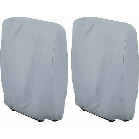 Housse de protection pour chaise longue pliante – 2 pièces en tissu Oxford 210D imperméable, anti-UV et anti-poussière, gris, L71 × H110 cm