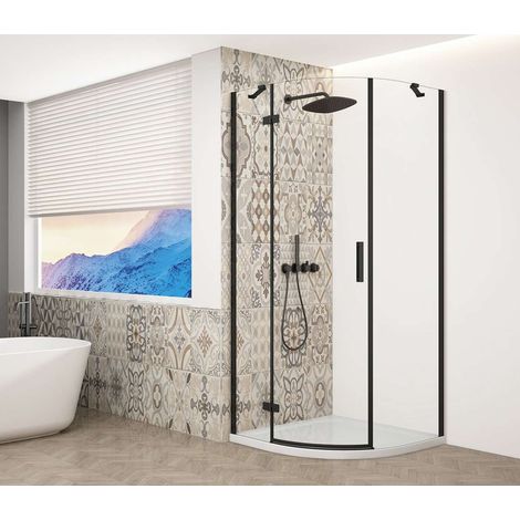 Gelco Trinity - Box doccia a quarto di cerchio 90x90 cm, a sinistra, vetro trasparente/nero GT6590CL-B (1/5)