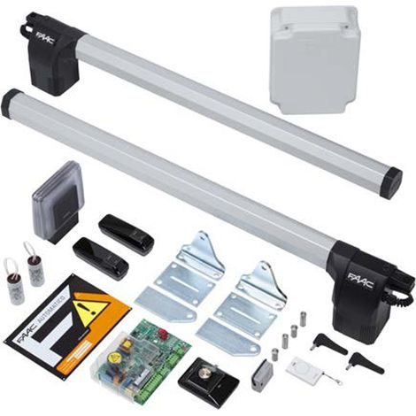 Faac – Kit de motorisation de portail battant 1,8m 230V – Actionneur irréversible – Fréquence 18 cycles/heure – Installation simplifiée