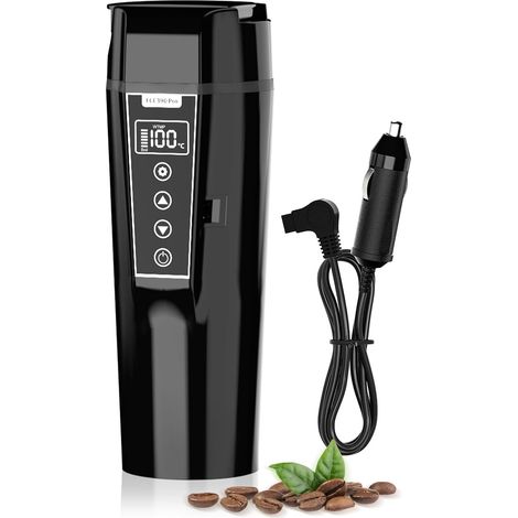 12V/24V Auto-Wasserkocher – 450 ml – Edelstahl – Temperaturregelung – Für LKW und Reisen – Schwarz (1/5)