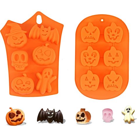 Silikon-Gebäckform, 2-teilige Halloween-Form für Halloween-Kürbiskuchen und Muffins (1/5)