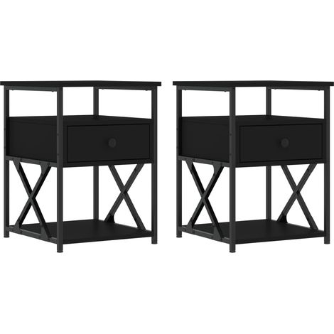 Set di 2 comodini con cassetto 40 x 42 x 55 cm in legno ingegnerizzato nero e ferro DEC035587