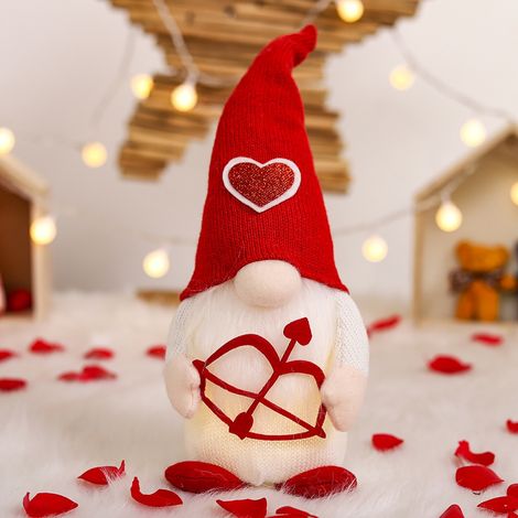 Set mit 2 leuchtenden Amor-Herzfiguren, Valentinstag-Hochzeitsdekoration, männliche und weibliche Pärchenfiguren (Tasche). (1/5)