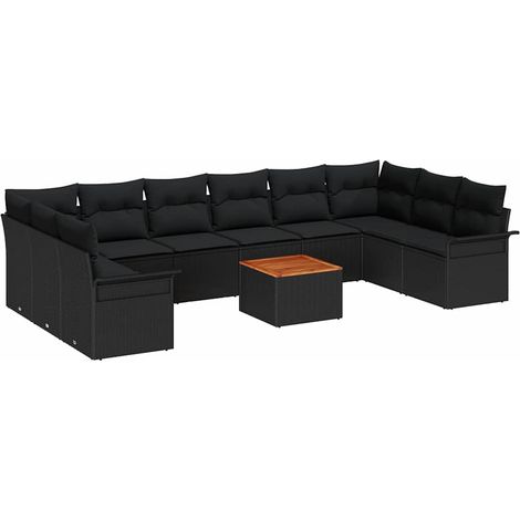 Maison Exclusive - Gartensofa-set mit Kissen 11 pcs Schwarz Poly-