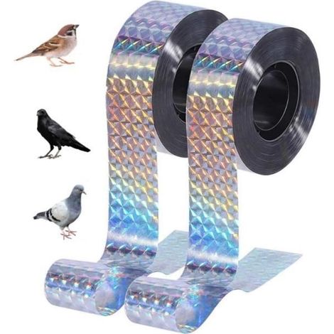 Doppelseitiges Reflektierendes Vogelband - 2 Rollen - Weiß - Vogelscheuche - 2,4 cm x 100 m