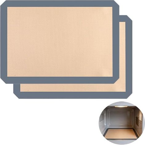 Set of 2 Silicone Baking Mat, 42 x 29.5 cm, Grey, Reusable Non-Stick Baking Sheet for Oven and Pastry, Alternative to Parchment Paper, Ideal for Macaroons, Cookies and Bread (1/5)
