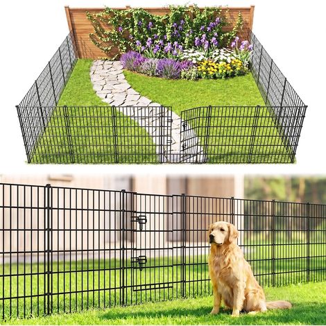 Clôture de Jardin en Métal 81 cm H x 71 cm L 4 Panneaux + 1 Porte, pour Chien et Animaux Domestiques, Clôture de Jardin pour Cour, Terrasse, Parterre de fleurs (1/5)