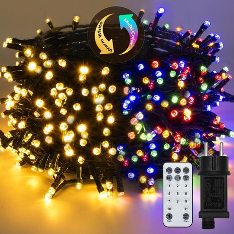 Guirlande Lumineus 500 LED, Guirlande Lumineuse Extérieure 50m avec 8 Modes IP65 étanche pour Terrasse, Jardin, Arrière-cour, Décoration, Blanc Chaud