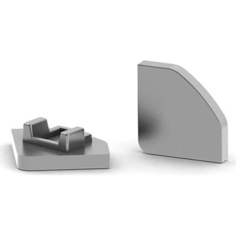 Tapa final de aluminio para el perfil led 'alu-45' - sin agujero de cable - gris plata