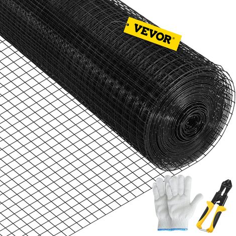 Grillage métallique 61x3048 cm treillis en acier galvanisé enduit de vinyle calibre 16 maille avec pince coupante et paire de gants tissu pour clôtures de jardin, enclos d'animaux de compagnie (1/5)