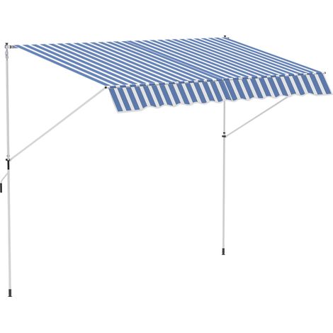 Tenda da Sole a Muro 300x150 cm in Metallo e Poliestere Blu e Bianco (1/5)
