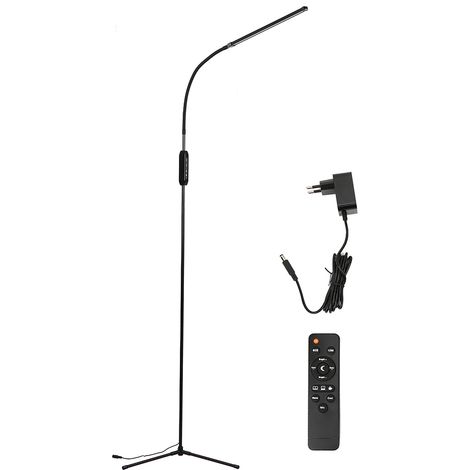 Lampadaire noir 12W, télécommande LED moderne, base à 3 fourchettes, prise 110-240VEU