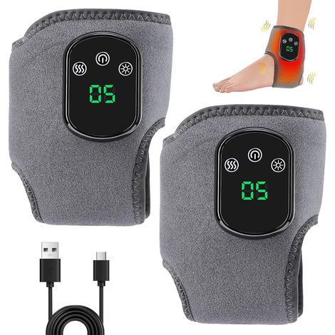 2pcs Masseur Pieds Électrique, Masseur de Pieds Chauffant, Massage Pieds Circulation Sanguine pour la Cheville, le Talon, la Semelle et la Voûte Plantaire (1/5)