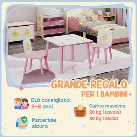 Set de chambre enfant avec table et 2 chaises motif étoilé rose, pour enfants 3-8 ans (1/5)