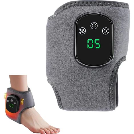 Elektrisches Knöchelmassagegerät mit Stütze, 5 Heizstufen, 3 Vibrationsmodi, 30-Minuten-Timer zur Förderung der Durchblutung (1/3)